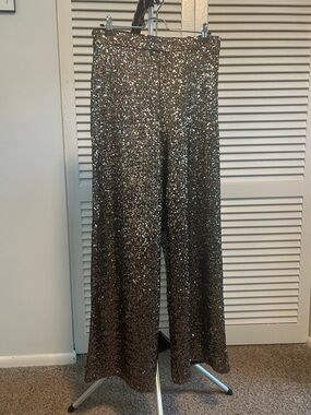 Banana Republic Gold/Bronze Sequin Wide-leg Pants